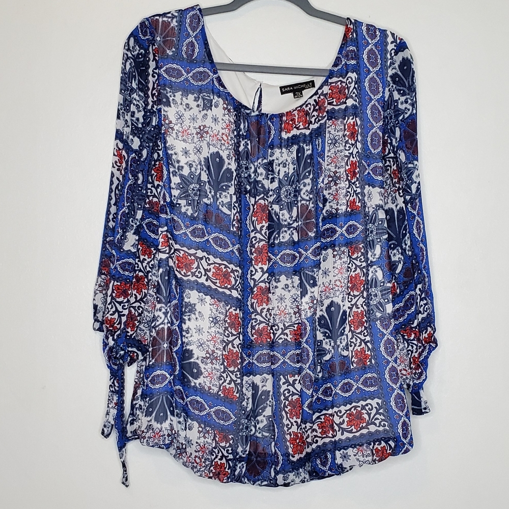 Sarah Michelle Plus Size 3/4 Sleeve Blouse
